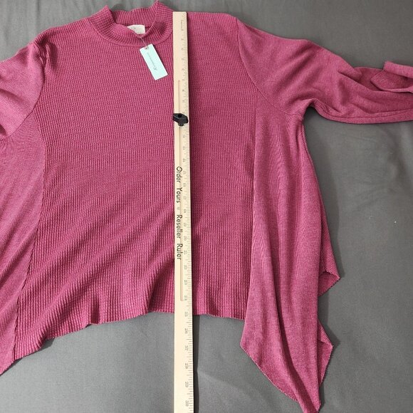 Anthropologie‎ t.la Top Women's 1X Mock Neck Long Sleeve Waffle Knit in Rose - Picture 7 of 12